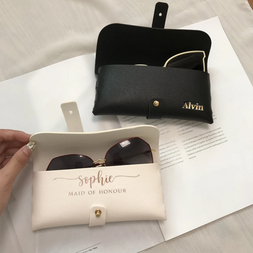 

Personalized Handmade Glasses Case Wedding Bridesmaid Gifts Custom Soft Leather Case Honeymoon Birthday Bride to be Travel Gifts