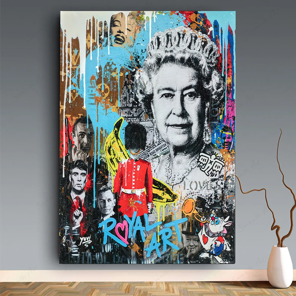

Graffiti Street Art UK Queen Canvas Posters and Prints Queen Guard Painting Wall Art Graffiti Poster Street Art Canvas Painting