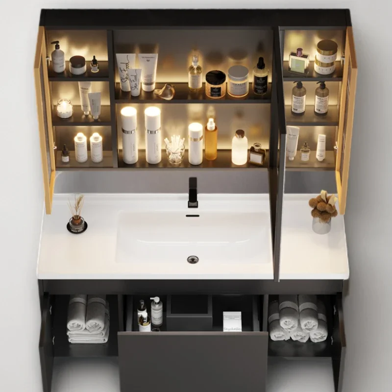 Полка для хранения мебель ванной комнаты колонный шкаф двойной ящик умывальника