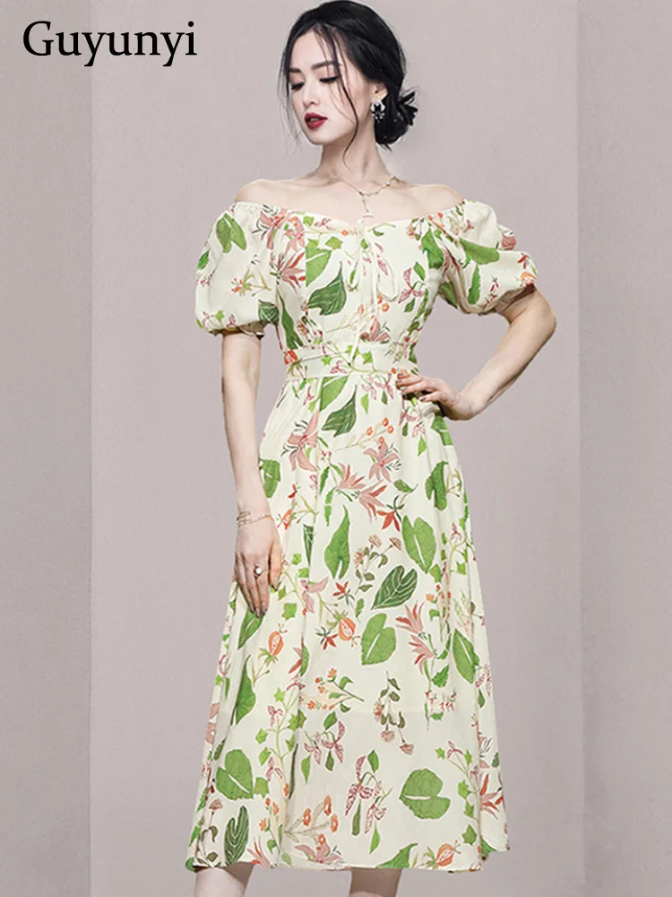 

Женское вечернее платье в горошек, элегантное платье с V-образным вырезом, рукавами-фонариками и высокой талией, украшенное бантом, лето 2022