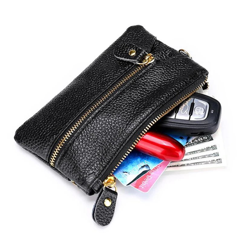 

Men Key Holder Housekeeper Leather Key Money Keychain Cow Wallet Organizer Bag 6 Coin Purse Pocket Key Genuine Women Card Case