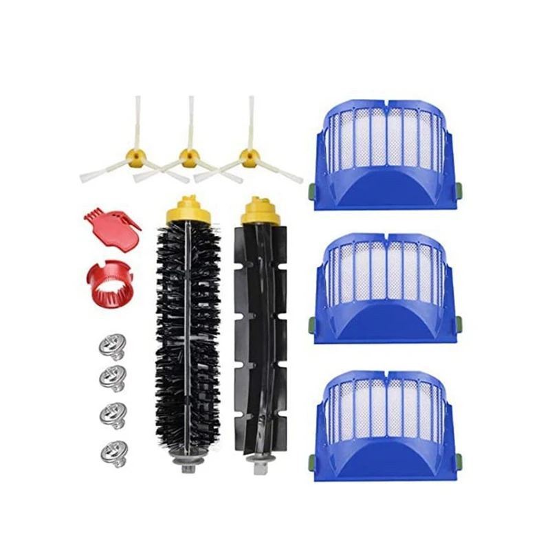 

Набор запасных частей для IRobot Roomba 600, щетка с щетиной, гибкая щетка с фильтром, 3 боковые щетки