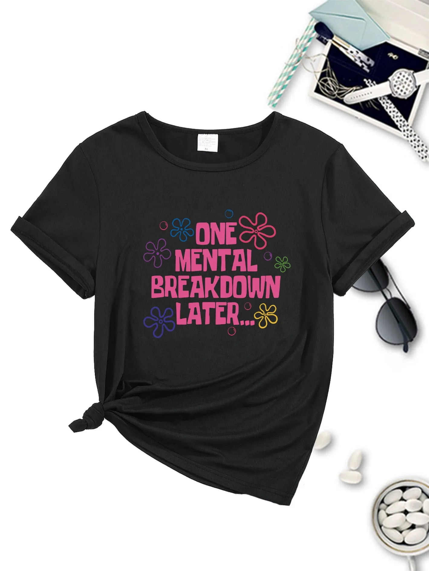 Женская Повседневная футболка с круглым вырезом модный спортивный топ