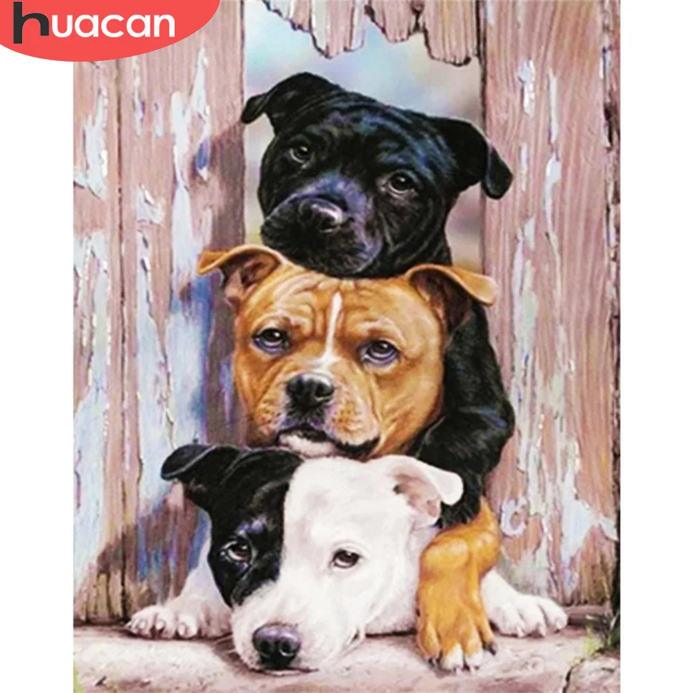 

HUACAN Oil Painting By Numbers Dog Wall Art Unique Gift Hand Painted Picture By Numbers Animal Children's Room Decor