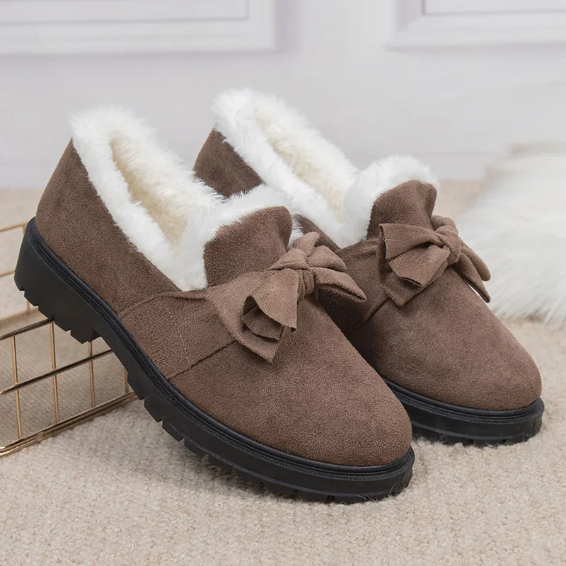 

Winter Women Short Plush Warm Snow Boots Casual Shoes New Non-slip Bowknot Snow Boots Female Casual Slip-on Shoes Zapatos Mujer