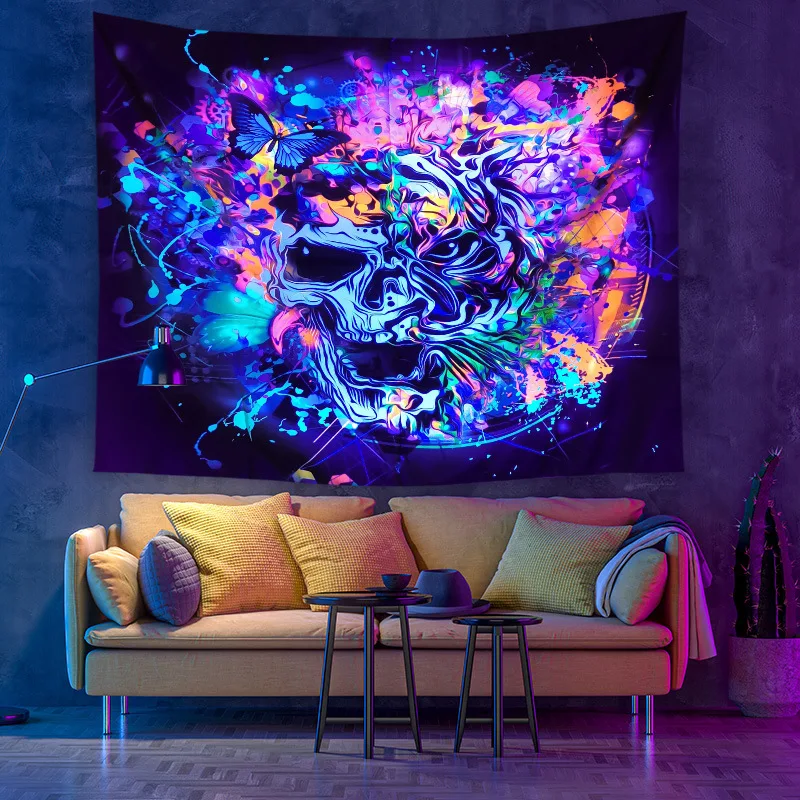 

Mystery Universe Starry Sky Space Trippy Fluorescent Tapestry Wall Hanging Psychedelic Mushrooms Tapestries For Bedroom Décor