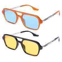 double bridges sunglasses men women retro pilot square gradient sunglasses female trending hollow men shades uv400