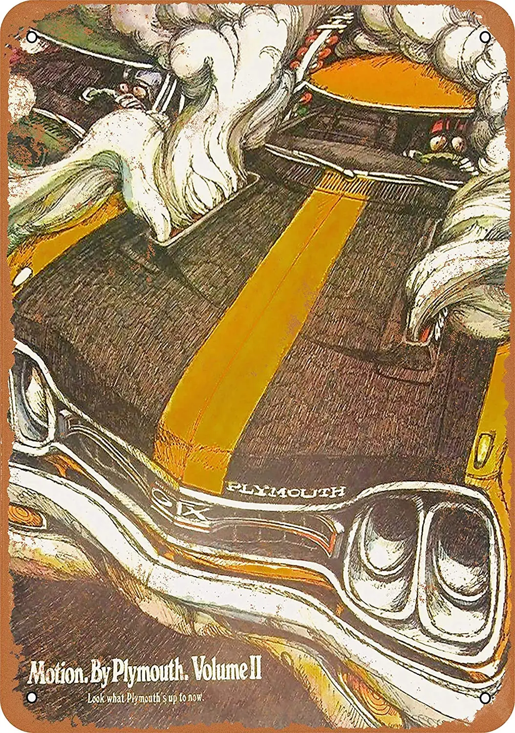 

WallColor 8*12 металлический знак 1969 Plymouth GTX Motion винтажный вид