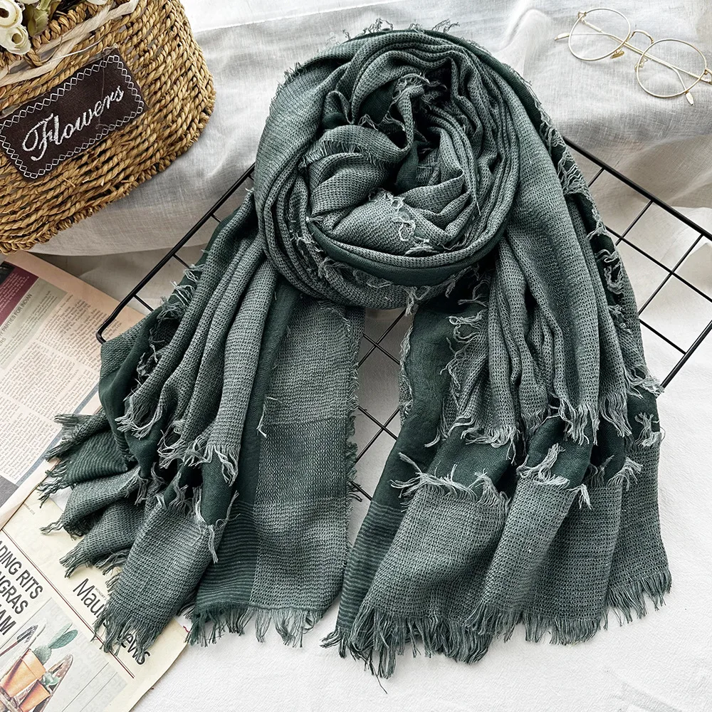 Мусульманская вискозная шаль для женщин вискоза шарф-хиджаб шарф с заусенцами