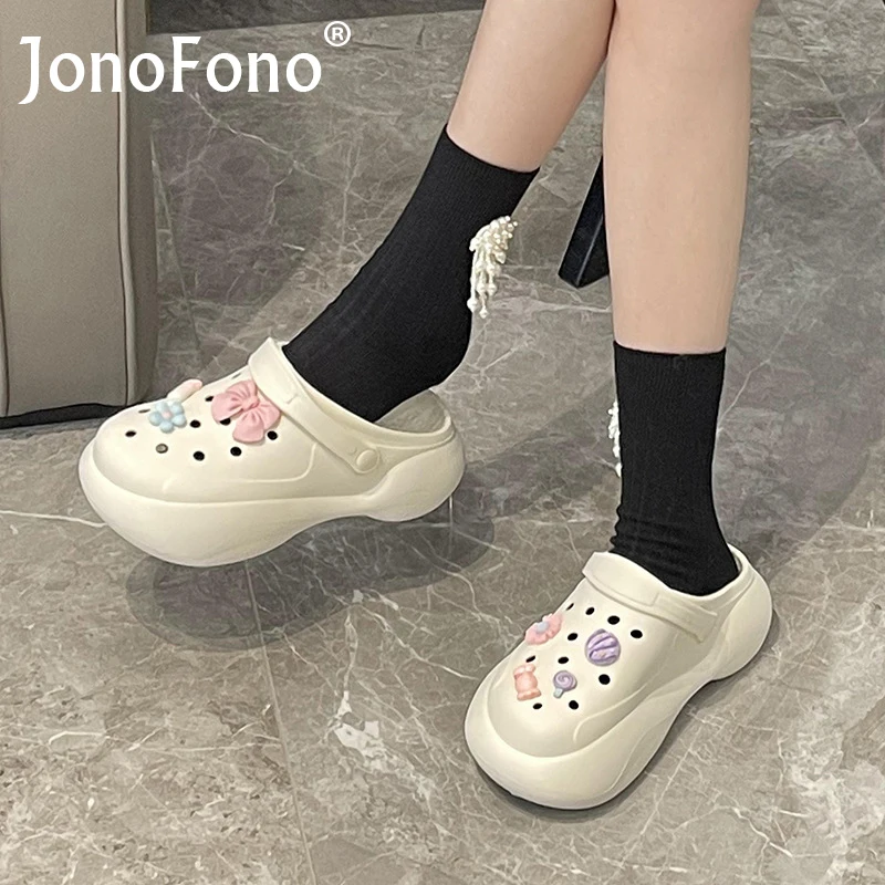 

Летние женские тапки JonoFono, садовая обувь, сандалии на толстой подошве, уличные пляжные сандалии, повседневные танкетки