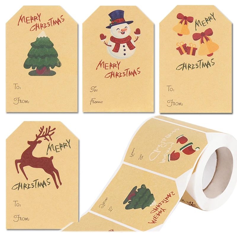 

120-500pcs Christmas Gifts Seal Labels Stickers Cute Snowman Santa DIY Name Stickers Tags For Xmas New Year Gift Packing Decor