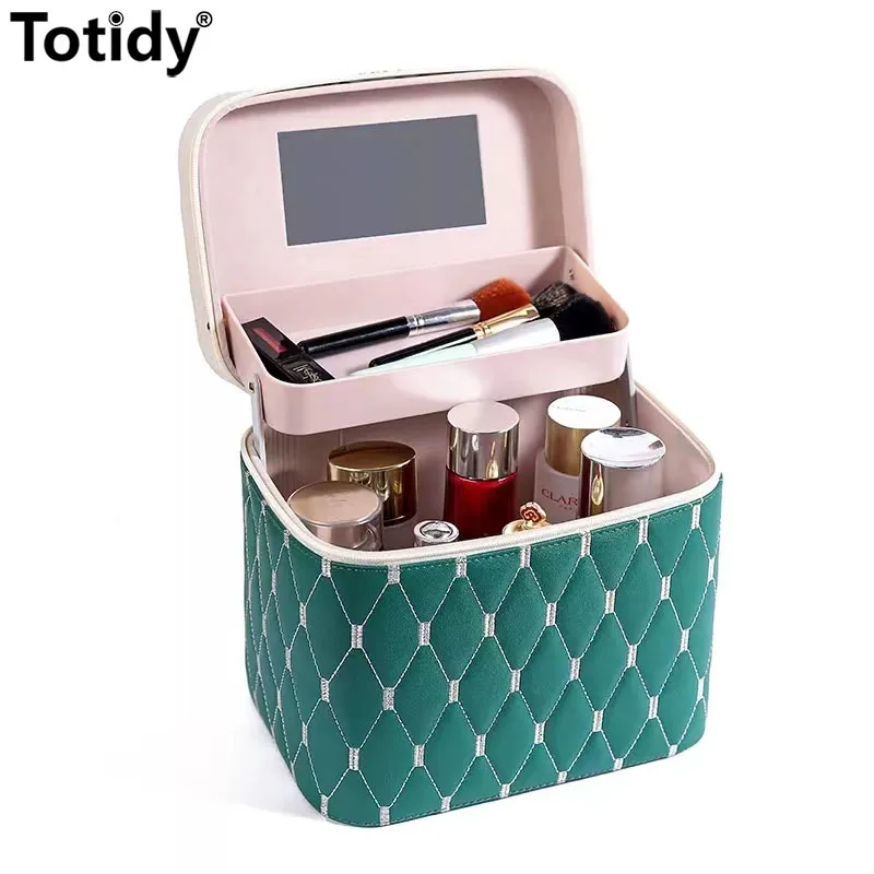 

Вместительная косметичка, портативный дорожный многослойный органайзер для косметики, ювелирных украшений, помады