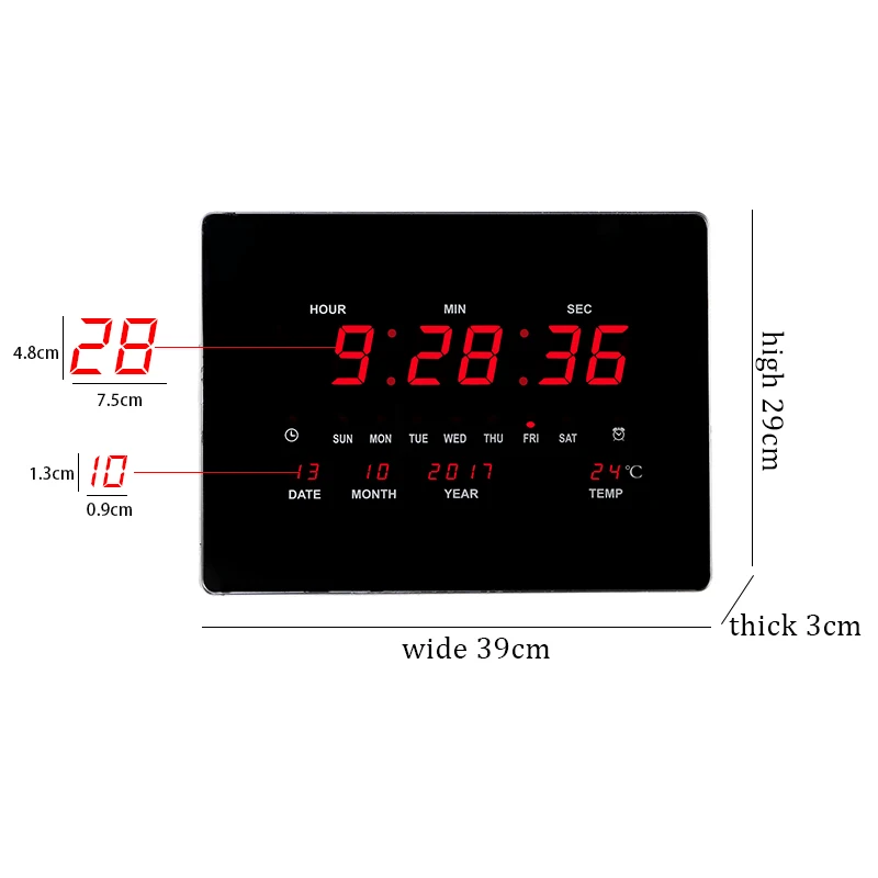 Светодиодный цифровые настенные часы с температурой датой месяцем годом
