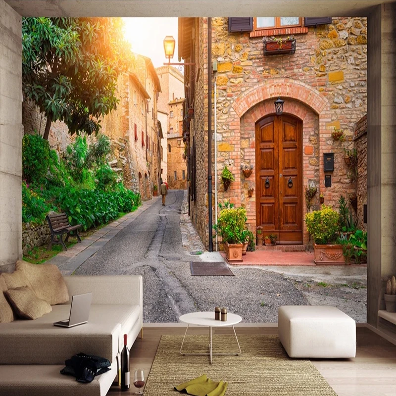 

Пользовательские фото обои Итальянский город улица вид 3D фрески гостиная спальня фон для ресторана, обои в рулоне домашний декор