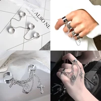 fashion alloy party jewelry hip hop punk rings multi layer chain cross virgin mary pendant open finger ring