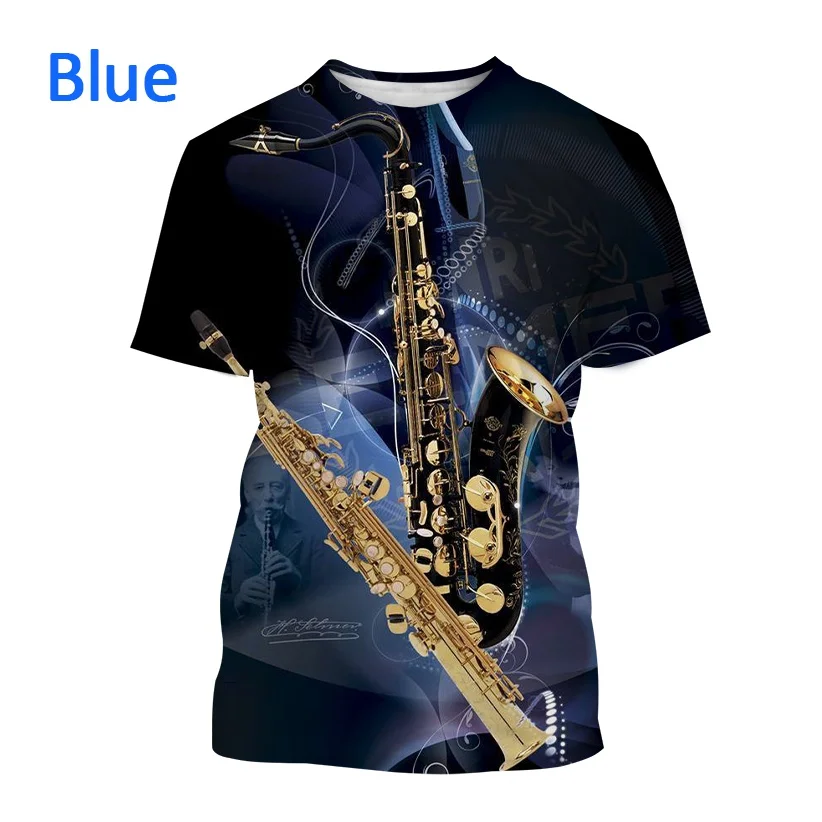 BIANYILONG brand summer 3DT-shirt jazz musical instrument saxophone men's casual short-sleeved Harajuku style printed top