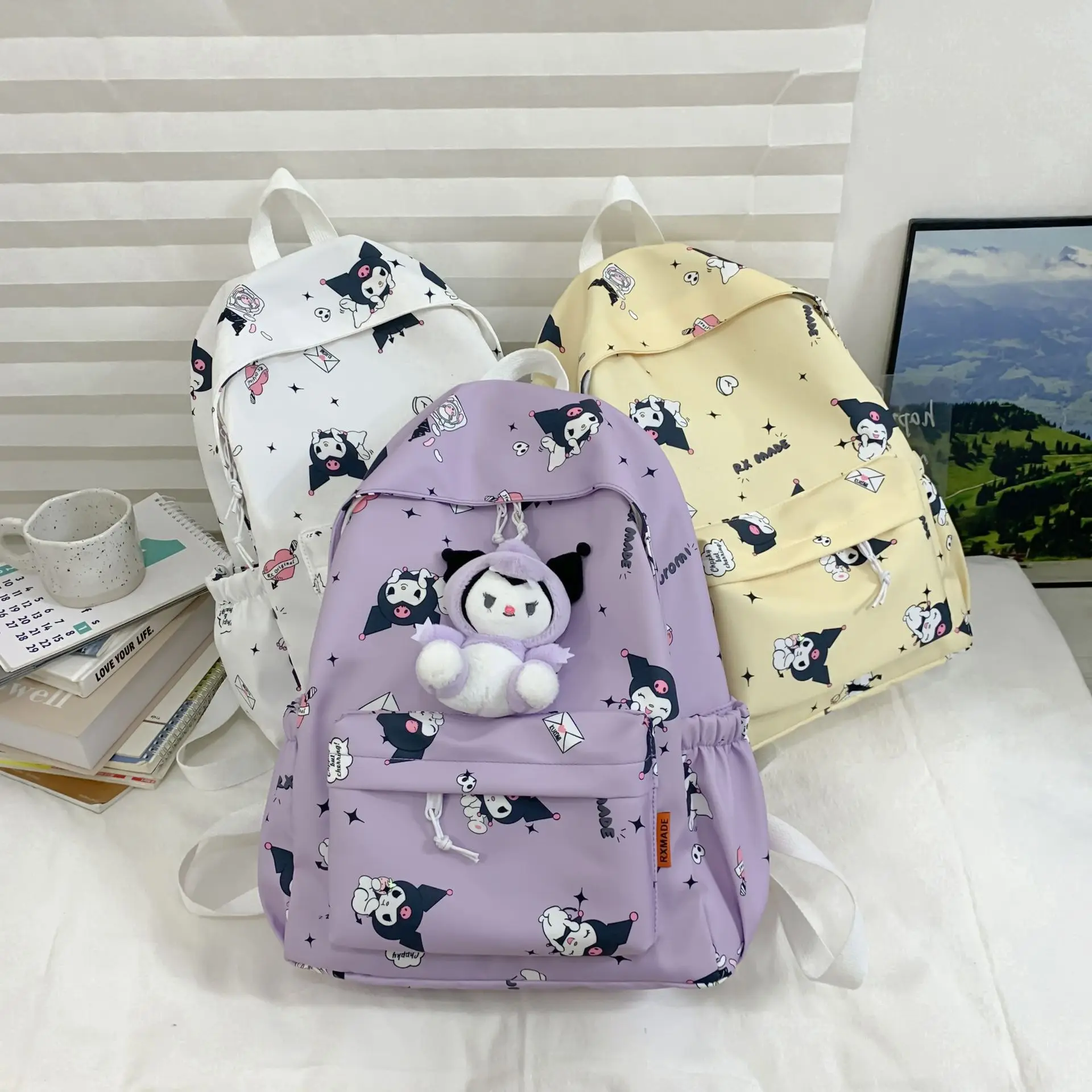 

Рюкзак Sanrio Kuromi для школьников, Вместительная дорожная Водонепроницаемая школьная сумка для ноутбука, простой ранец для студентов