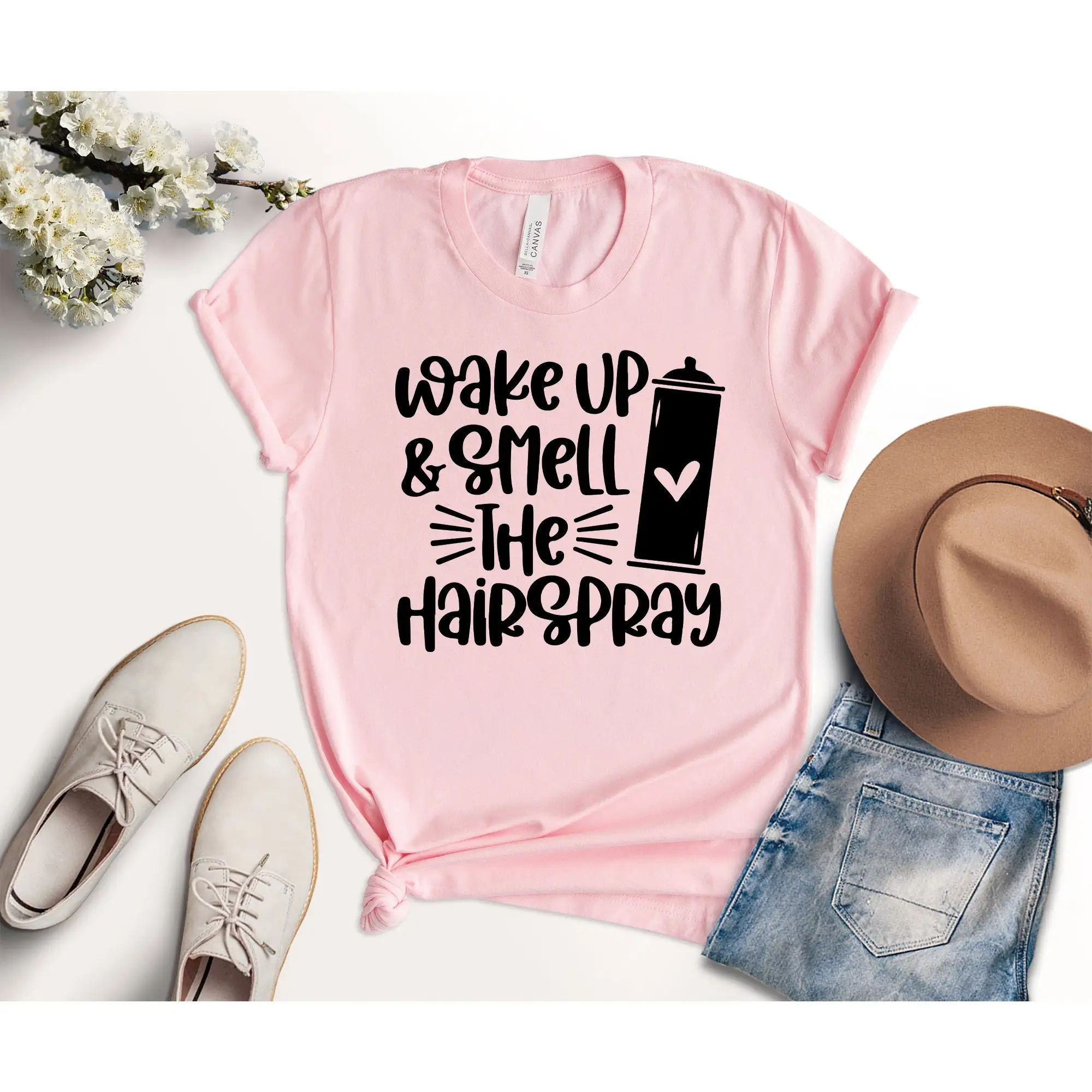 Футболка с лаком для волос Пробуждение и запах Парикмахер Косметология Комод