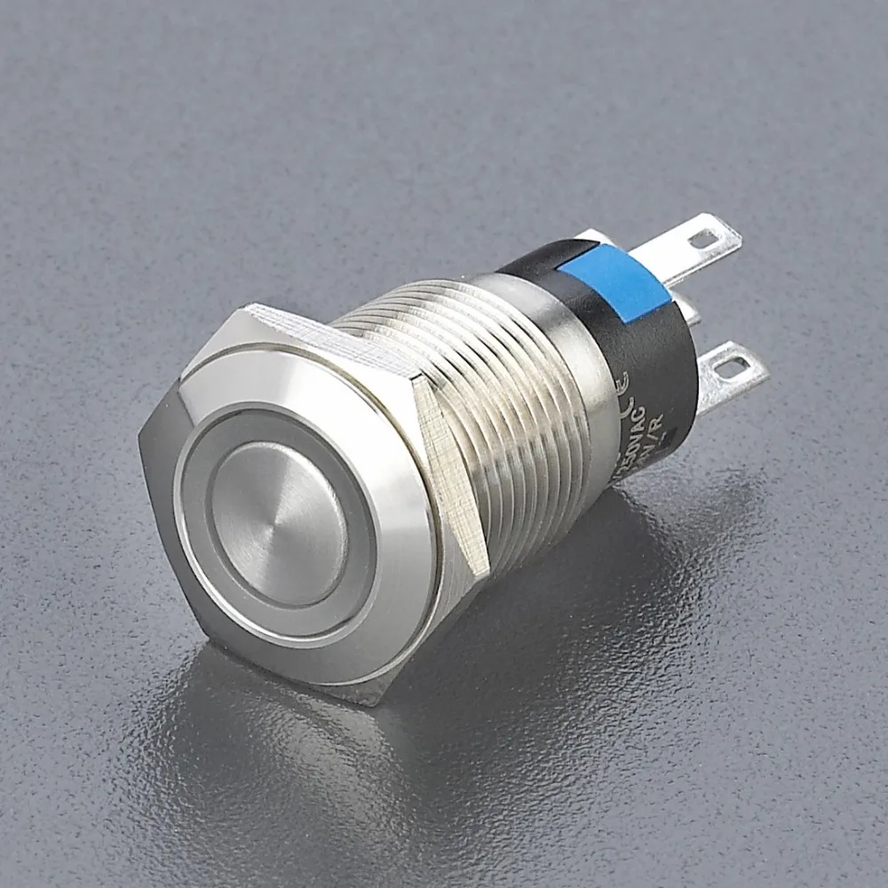 

16mm Latching (ON/OFF) LED metal pushbutton switch 1NO1NC IP67