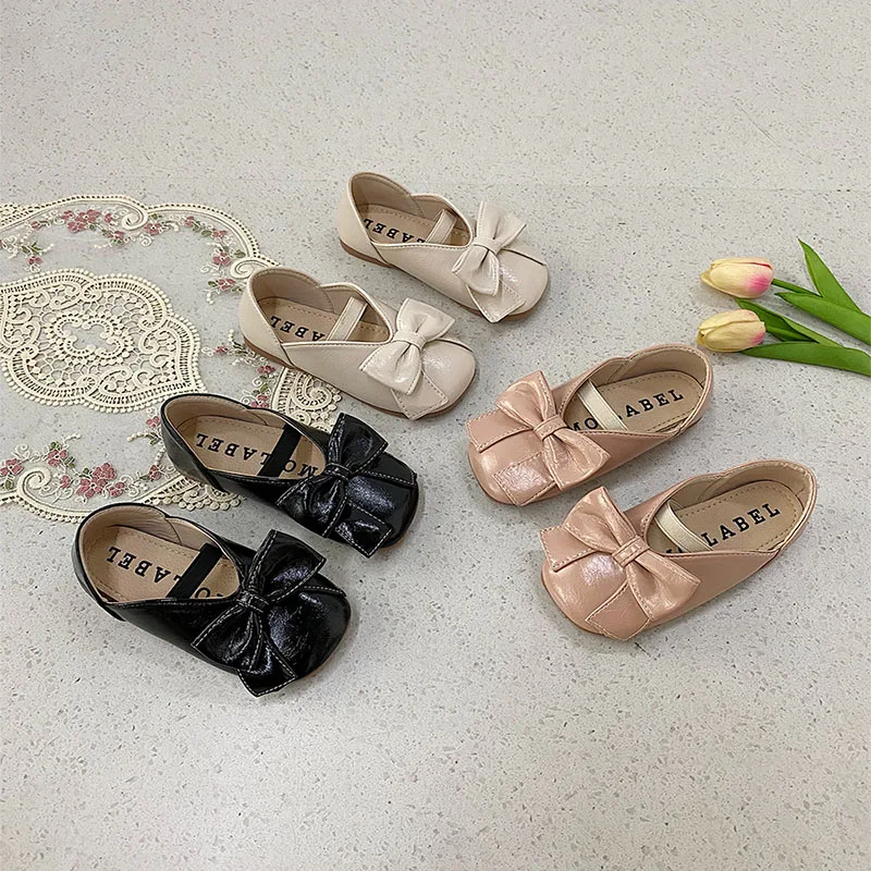 

Школьные туфли для маленькой девочки, повседневные кожаные туфли из мягкой ракушки для девочек, черные, бежевые, розовые, весна-лето 2022, E12282