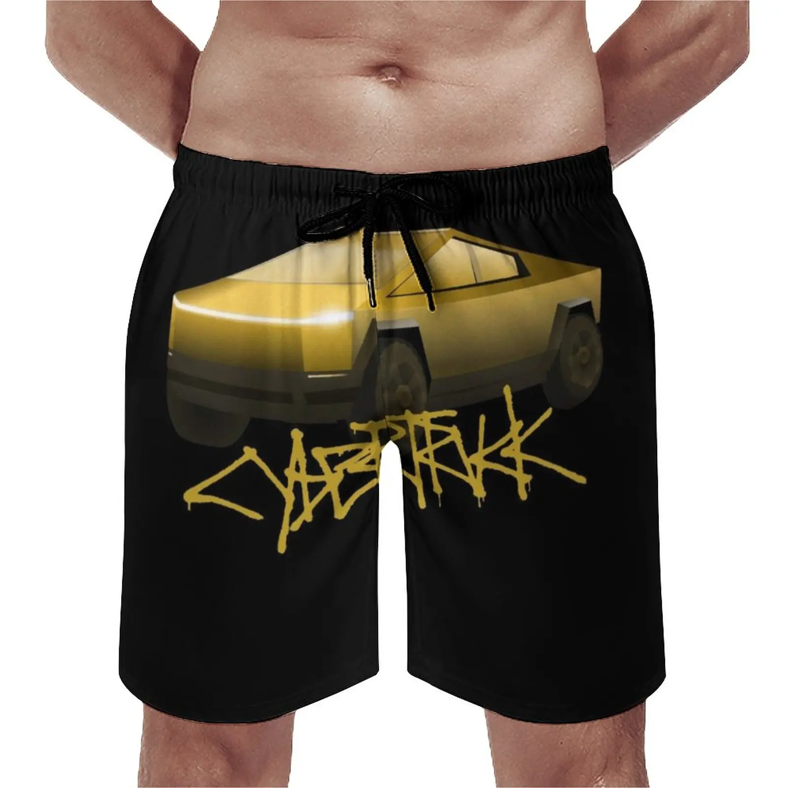 

Cybertruck Tesla Board Shorts Hot Sale Car Custom Beach Shorts Men Elastic Waist Pattern Swimming Trunks Plus Size