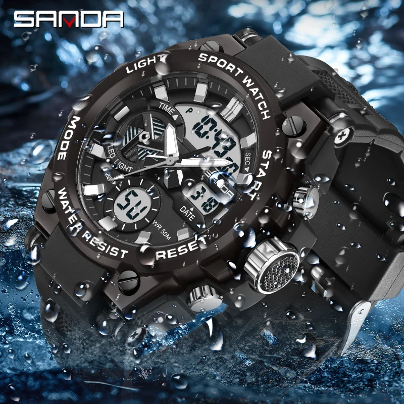 

SANDA 3311 Watch Digital Wristwatches Male Student Youth Fashion Trend Military Multifunctional Nightlight Waterproof Electronic