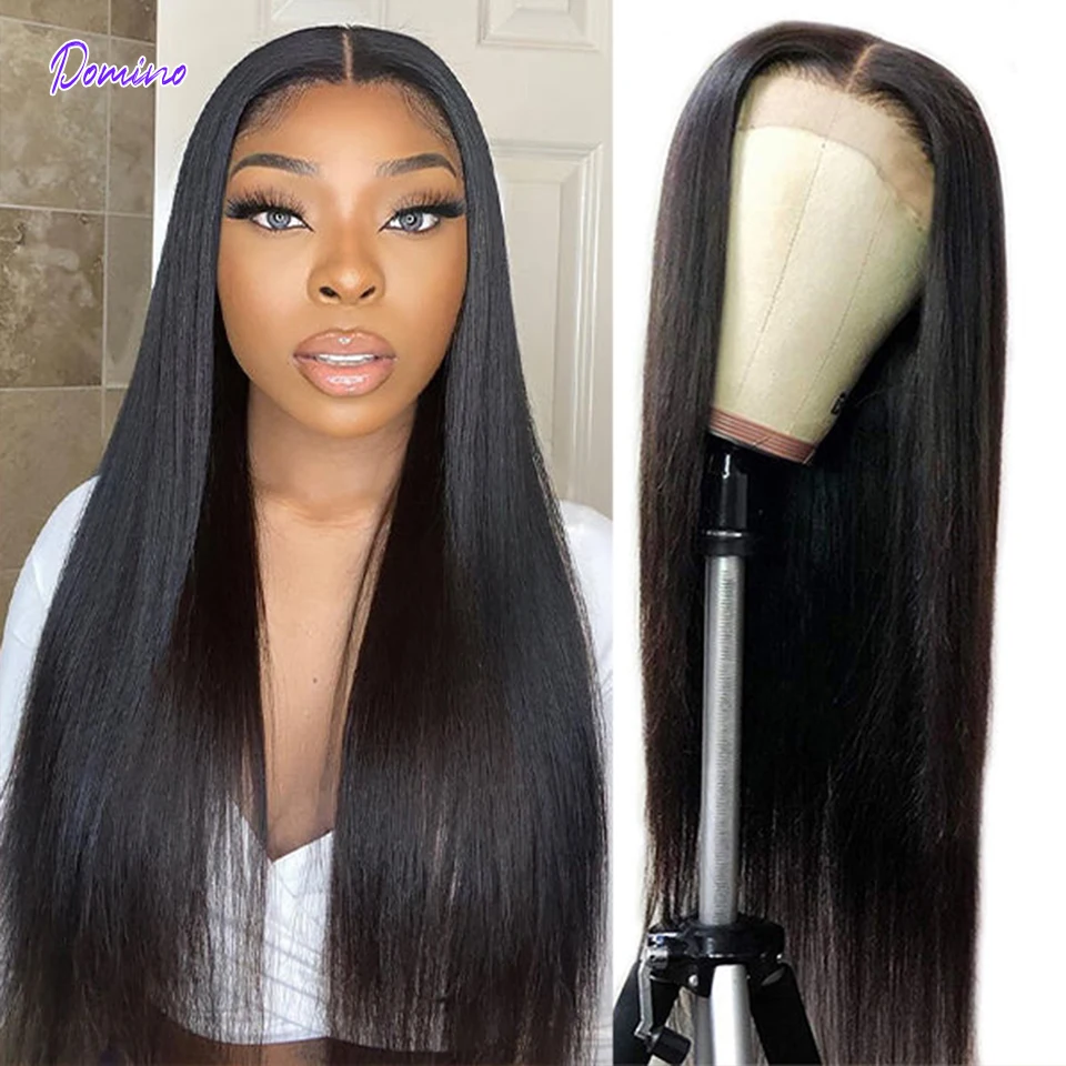 Domino 13x4 HD Transparent Lace Front Human Hair Wigs 4x4 Closure Wig Brazilian Straight Lace Frontal Wig For Women