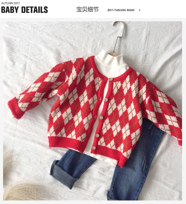 

2022 New Girls Diamond Cardigan Coat Loose 2022 Autumn New Boys Coat Casual Knitting Children Outwear Kids Sweater Jacket Unisex