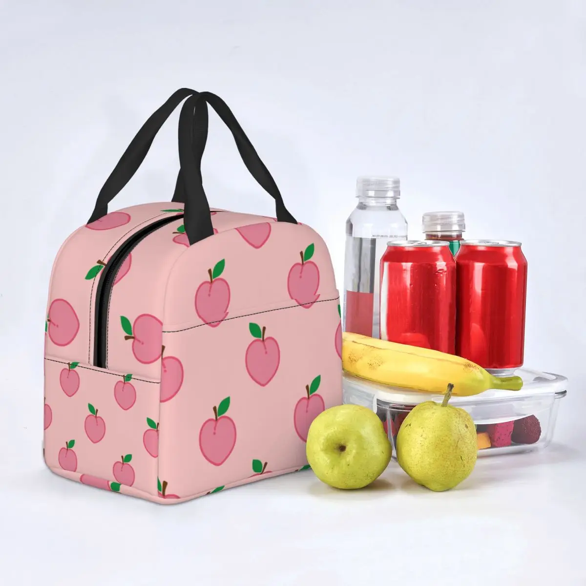Pink Peach Lunch Bags Waterproof Insulated Oxford Cooler Bags Fruit Thermal Cold Food Picnic Work Lunch Box for Women Girl