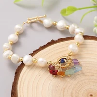 coeufuedy real natural freshwater pearl bracelet for women girl birthday party natural mixed color stone bracelet fine jewelry