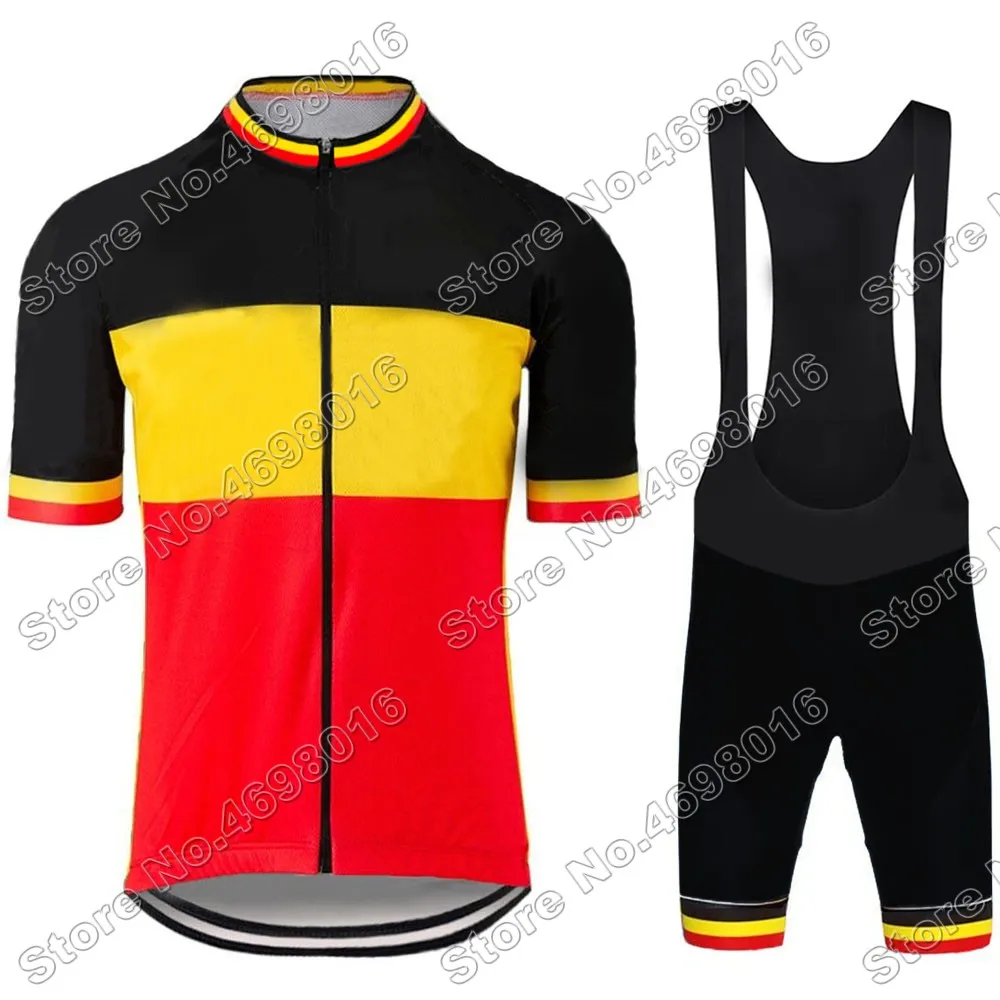 

2022 Belgium Cycling Jersey Set Belgian National Team Cycling Clothing Bicycle Bib Shorts Road Bike Tops Suit MTB Fietskleding