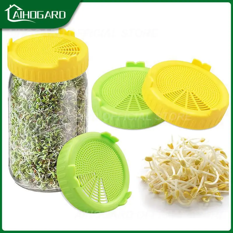 

1pc 86mm Bean Seed Screen Plastic Sprouting Strainer Lids Covers Cap For Wide Mason Jar Household Garden Tools Hot Sale