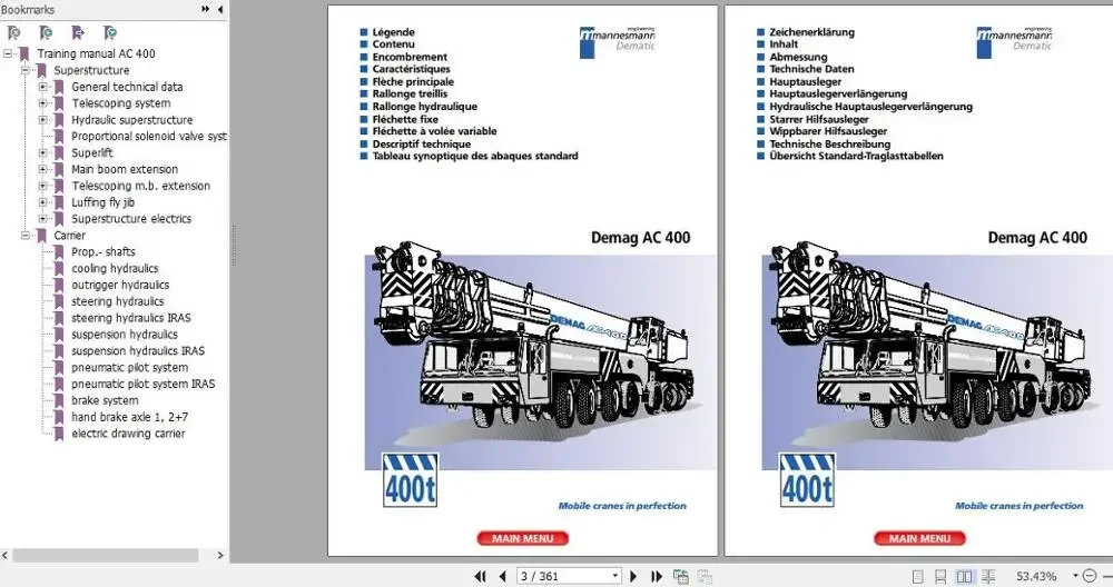 Для Terex Demag Crane Полная модель обслуживания Техническое обучение Руководство схема