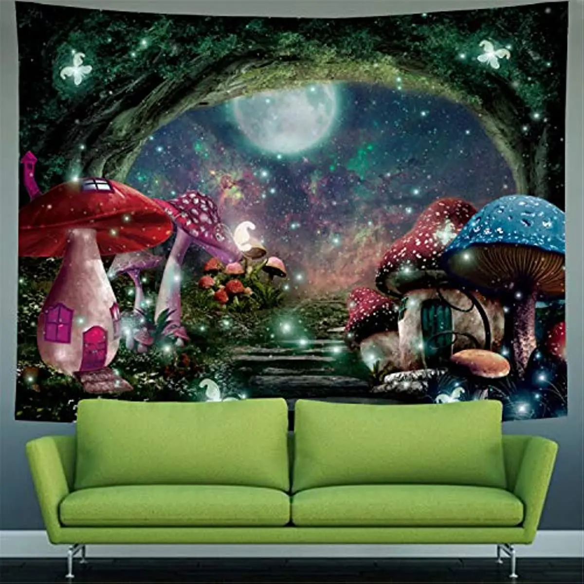 

Mushroom Tapestry Galaxy Moon Star Tapestry Mystery Forest Tree Tapestry Fantasy Fairytale Tapestry Wall Hanging Bedroom