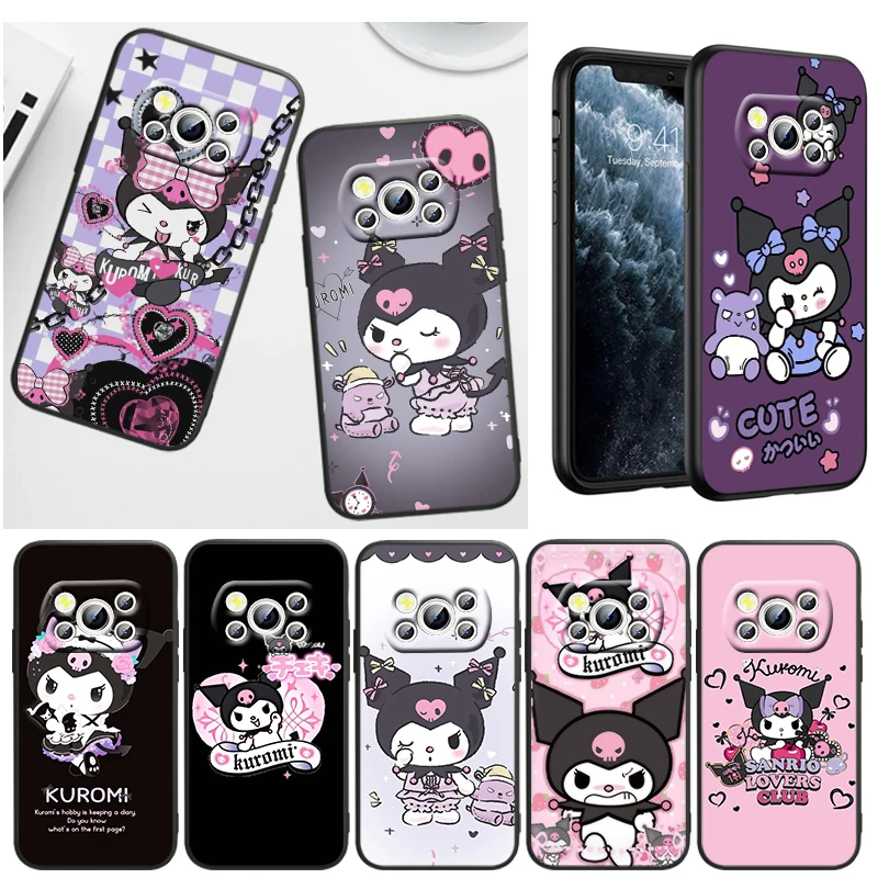 

Sanrio Cartoon Kulomi Cute For Xiaomi Poco X5 C55 C40 C50 F4 M4 X4 GT X3 F3 GT M3 C3 NFC Pro Mix3 Silicone Black Phone Case
