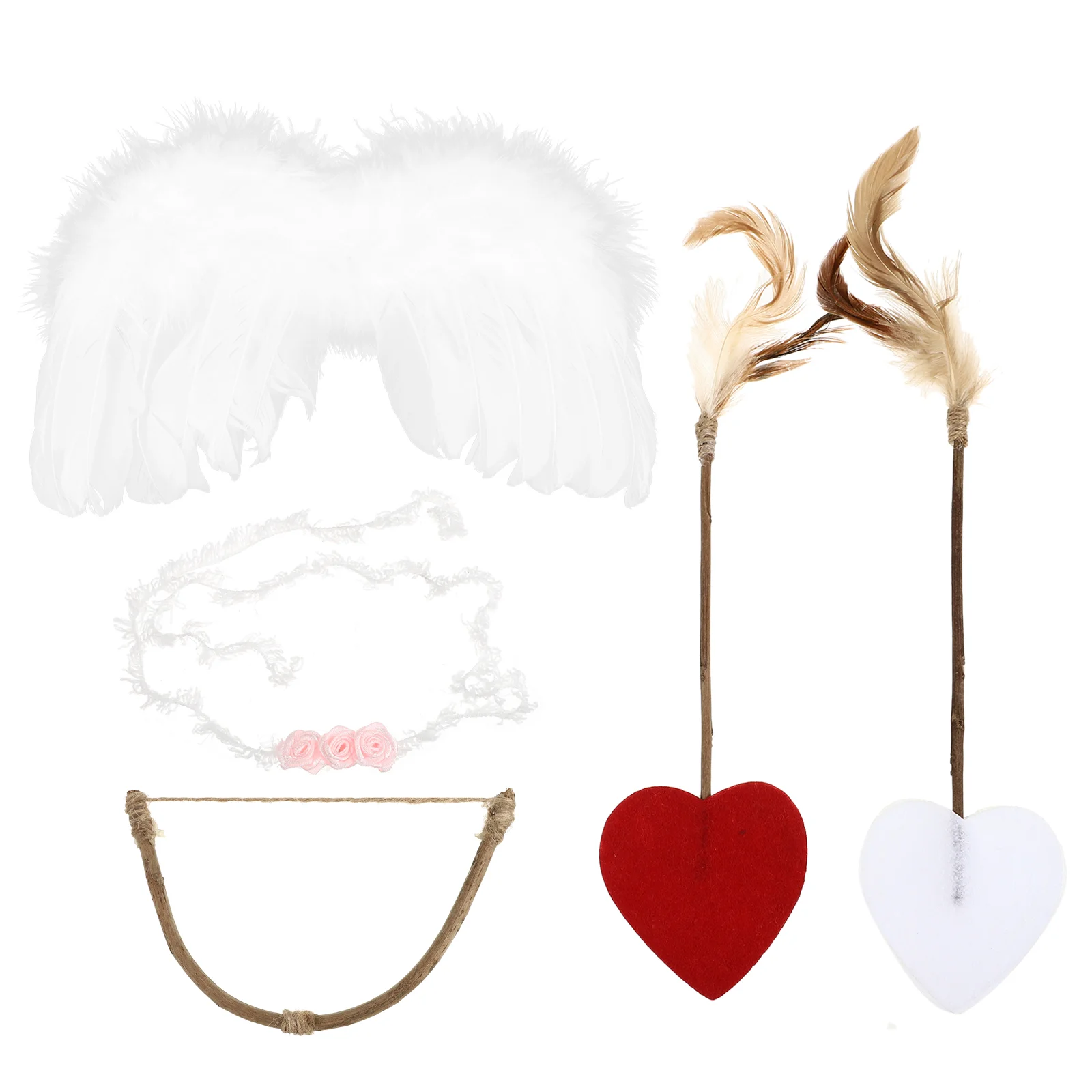 

Cupid Wing Angel Bow Baby Costume Newborn Kit Headband Prop Cosplay Set Infant Fairy Photo Costumes Outfits Kids Performance Red