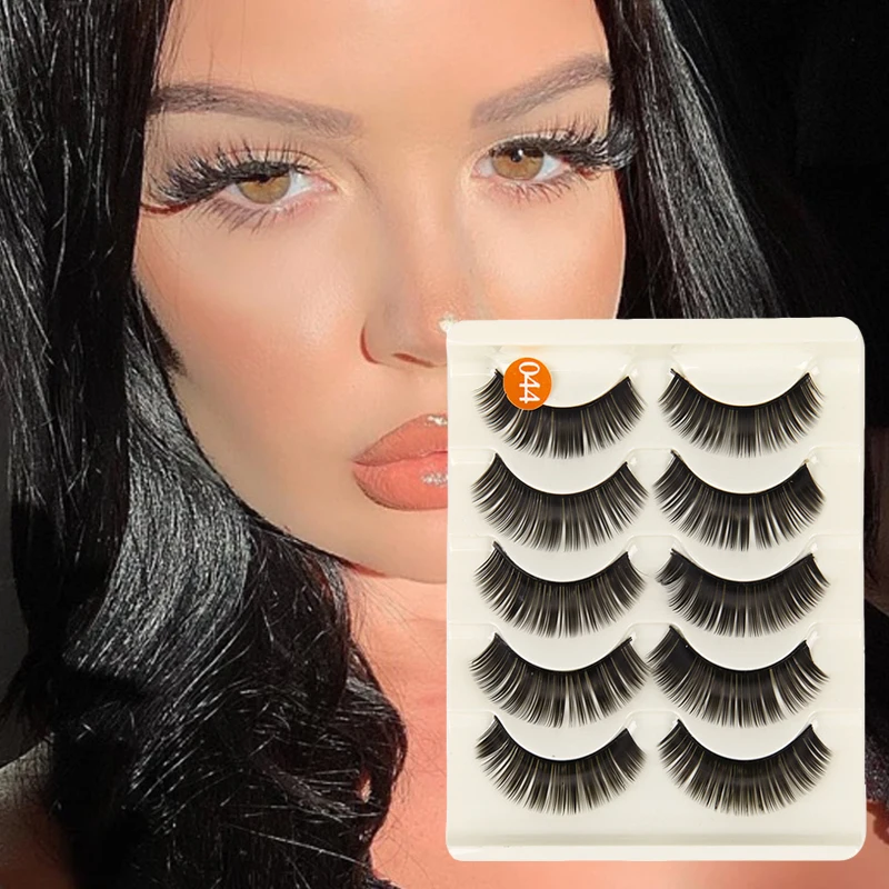 

5 Pairs Lashes 3D Faux Mink Lashes Fluffy Soft Wispy Natural Cross Eyelash Extension Reusable Lashes Mink False Eyelashes Makeup