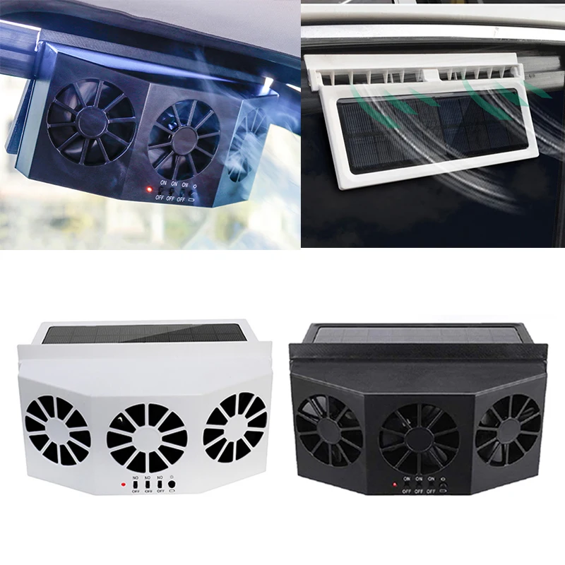

Solar Powered Car Cooler Window Radiator Exhaust Fan Auto Air Vent Radiator Fan Ventilation Radiator Cooling System Accessories