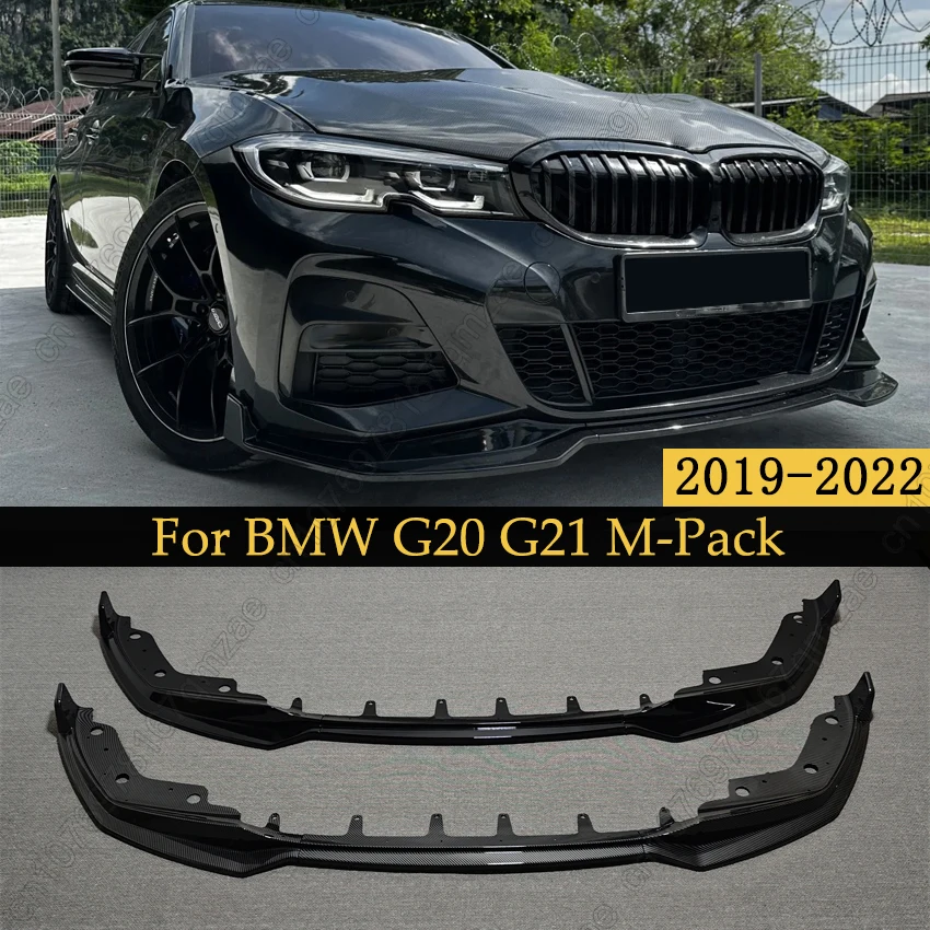 Фото Накладка-сплиттер на передний бампер для BMW 3 серии G20 G21 M-Pack 320i 330i M340i xDrive 2019-2022, тюнинг-комплект, спойлер, декоративные элементы №1
