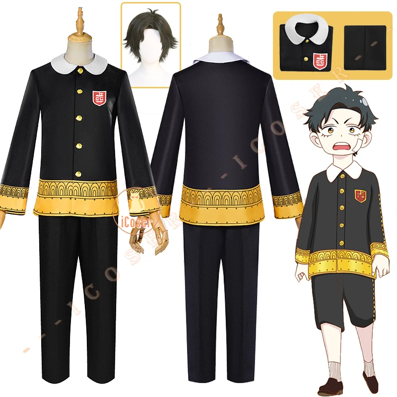 

Anime Spy X Family Damian Desmond Cosplay Costume Wig Syon School Uniform Black Anya Forger Boy Outfit Second Son of Donovan Men