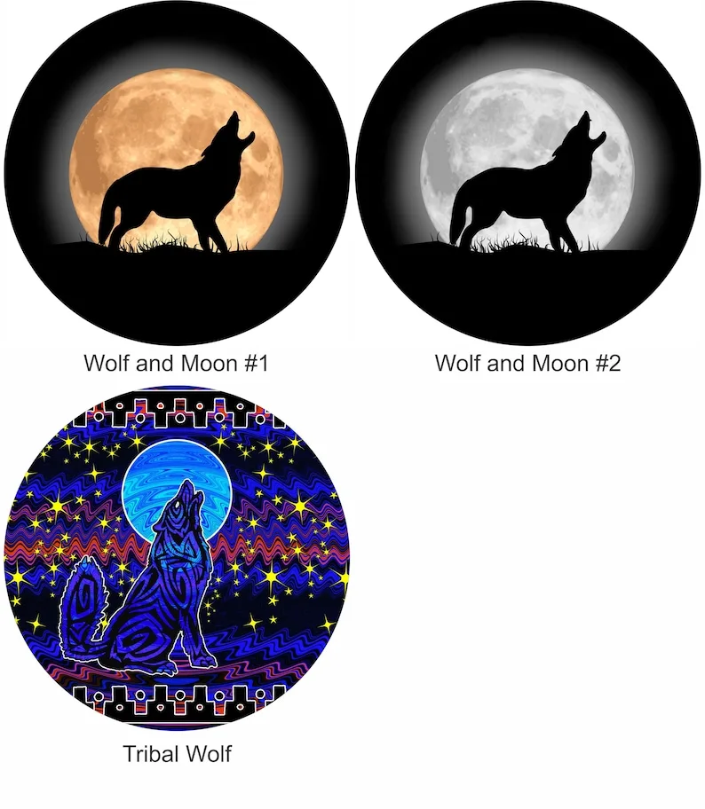 

Wolf Howling At Moon Spare Tire Cover Heavy Duty Tire Protector Waterproof Tire Protector Outdoor Custom