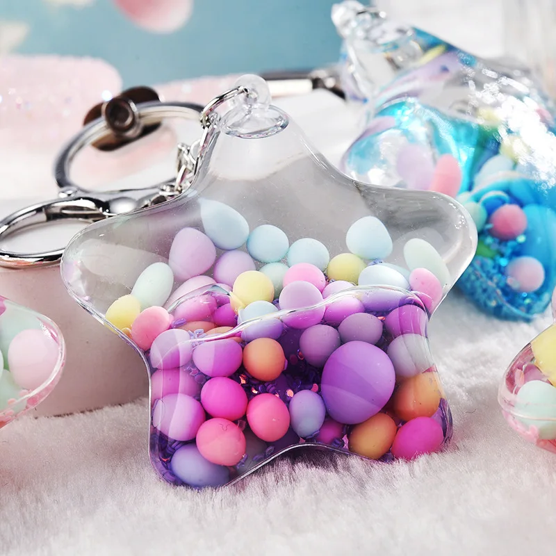 

Брелок женский с жидкой пентаграммой, креативный модный брелок с цветным шариком, подвесной подарочный