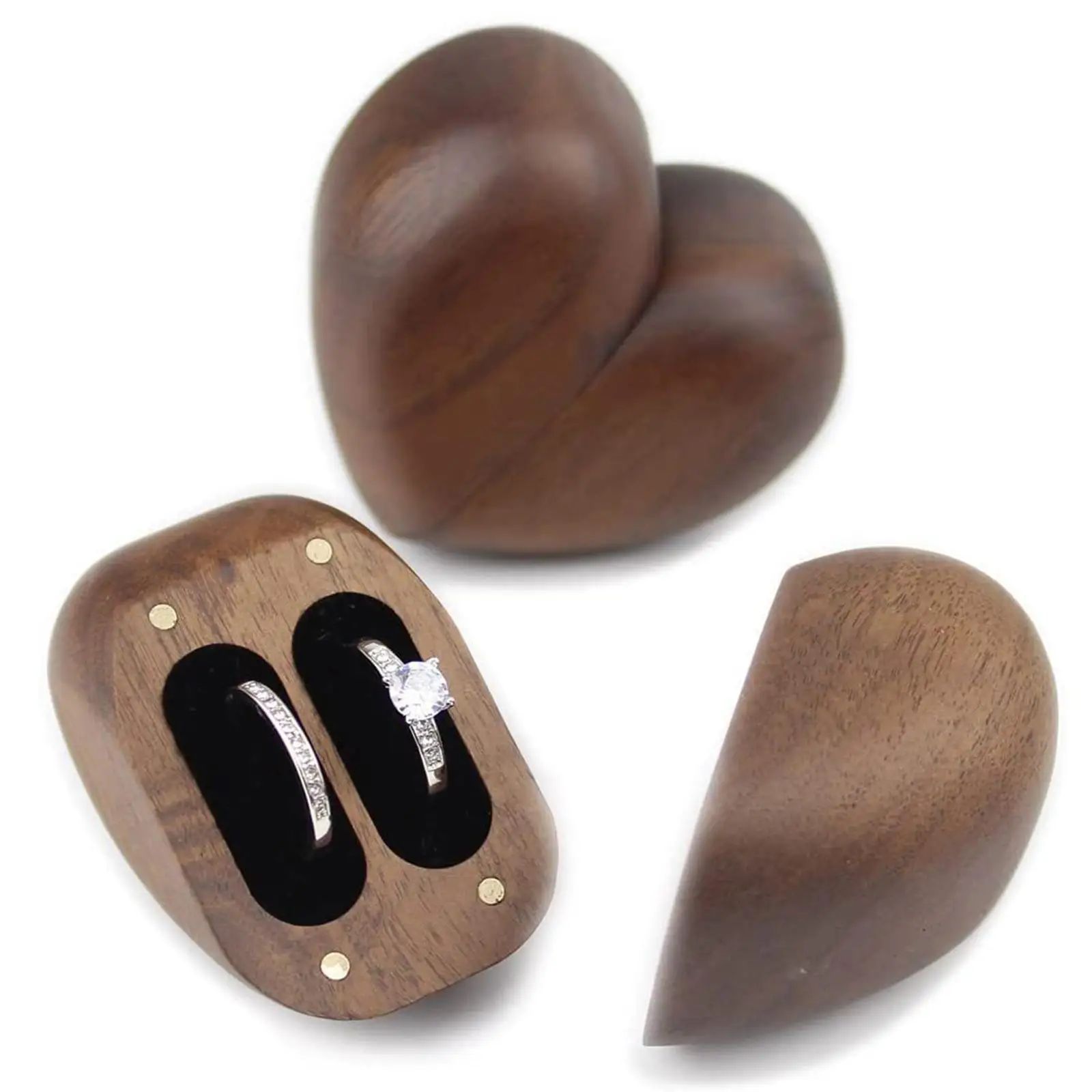 

Шкатулка для ювелирных изделий в форме сердца, деревянная шкатулка для колец для Дня святого Валентина, юбилея