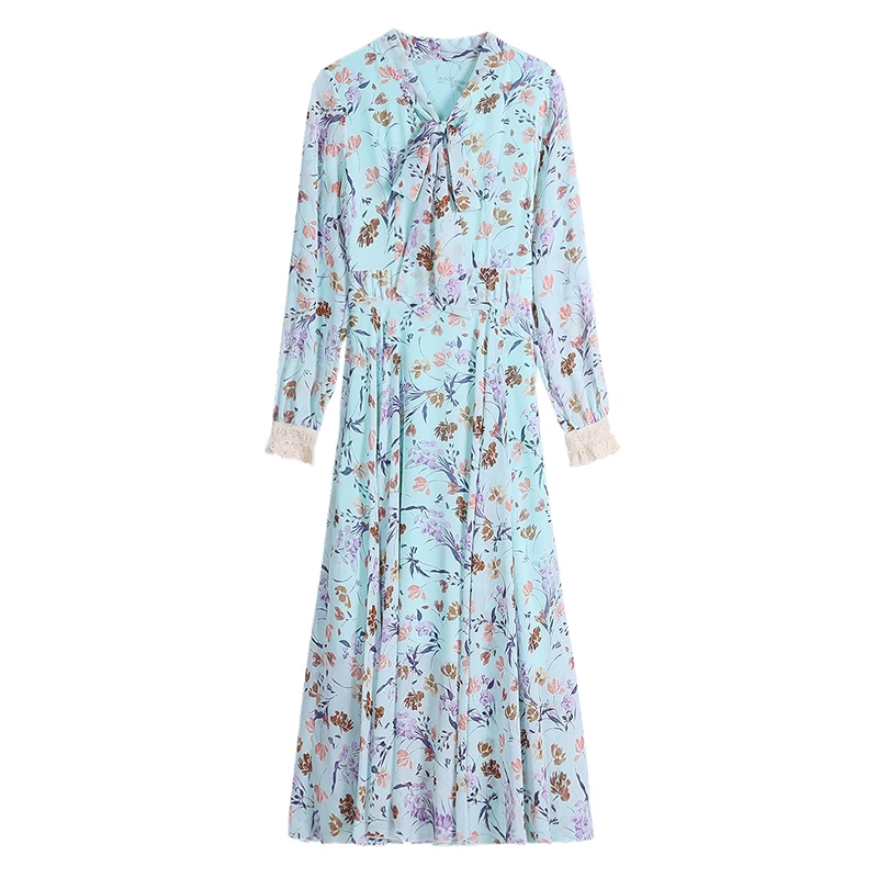 Женское шифоновое платье-макси с цветочным принтом в стиле бохо