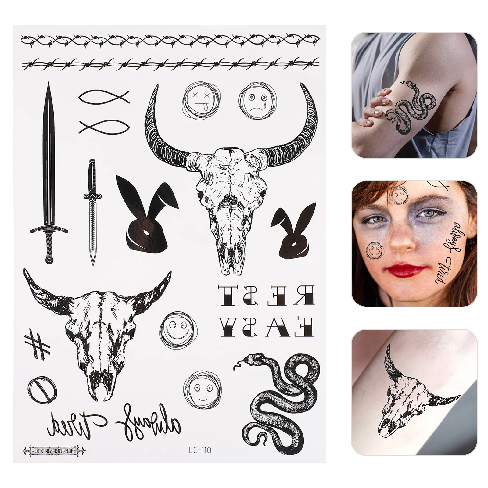 

6 Sheets Halloween Tattoo Stickers Makeup Tattoos Face Temporary Body Decal Water Transfer Printing