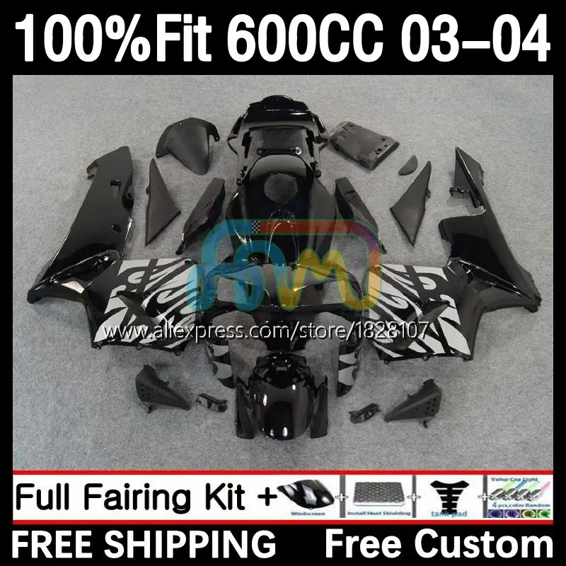 

OEM Fairing For HONDA CBR 600 CC 600RR 600F5 600CC F5 Silver black 23No.10 CBR600 RR CBR600RR 03 04 CBR600F5 2003 2004 Injection