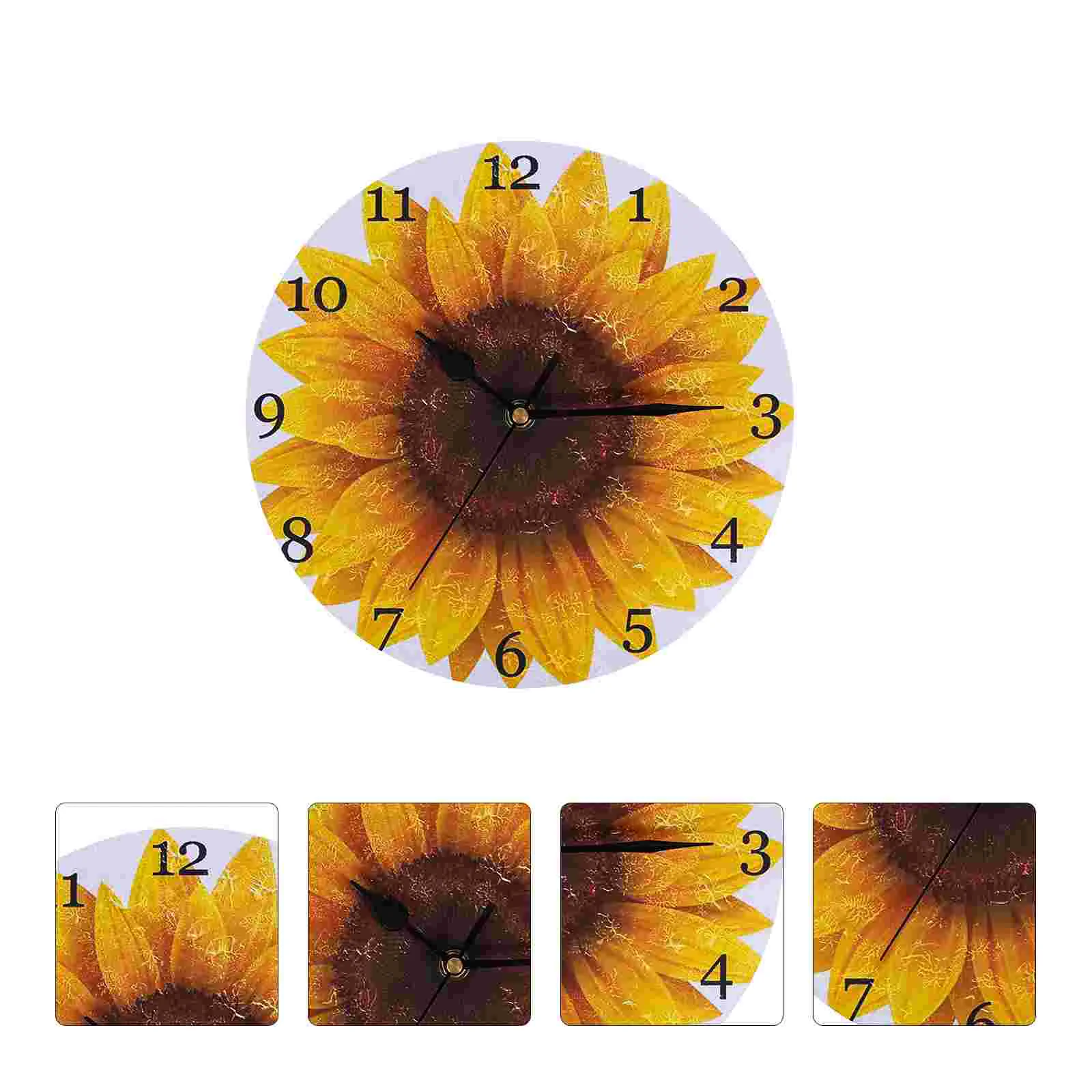 

Clock Fresh Charming Exquisite Round Wooden Mute Clock Battery Operated Wall Clock Sunflower Wall Clock