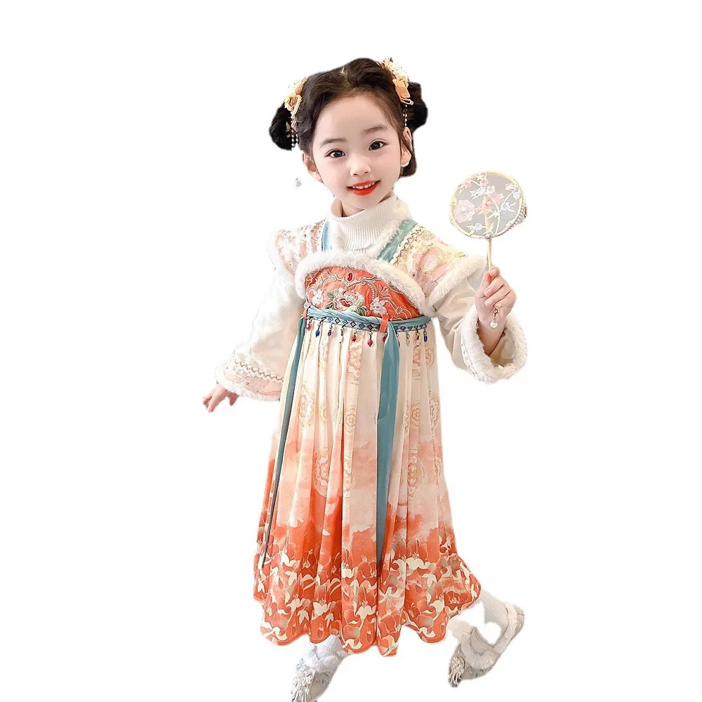 Ханфу для девочек осенне-зимний новый стиль детский старинный костюм суперфеи