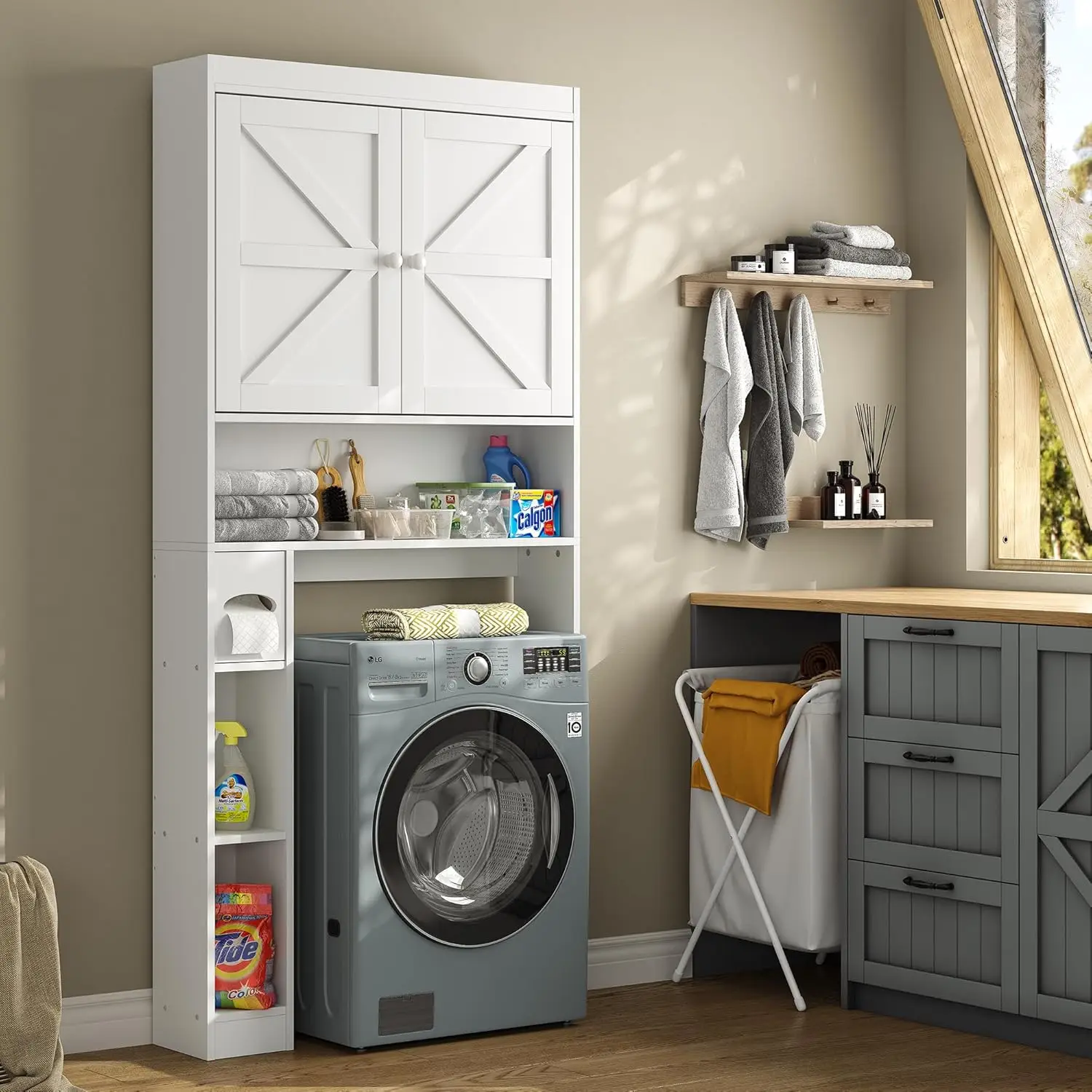 Шкаф для хранения над унитазом 32 3 дюйма двери сарая полкой унитаза шкаф в