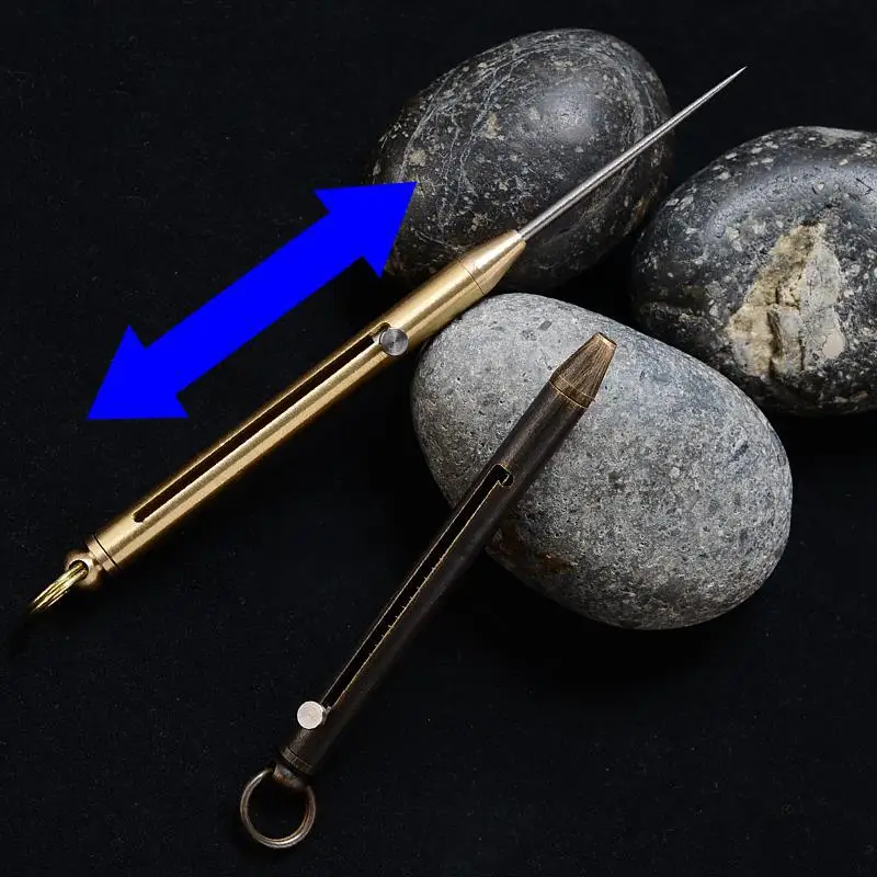 

Portable Brass Titanium Simple Fruit Toothpick Multifunctional Spring Retractable Tube Cylinder with Key Ring